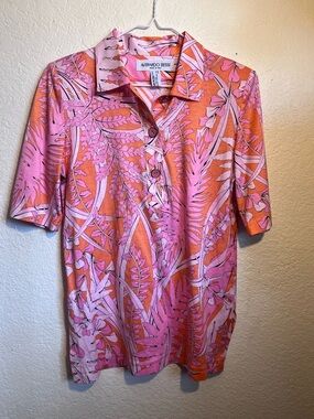 Averardo Bessi Pink & Orange Printed Polo Top